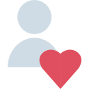 Gray user icon with red heart